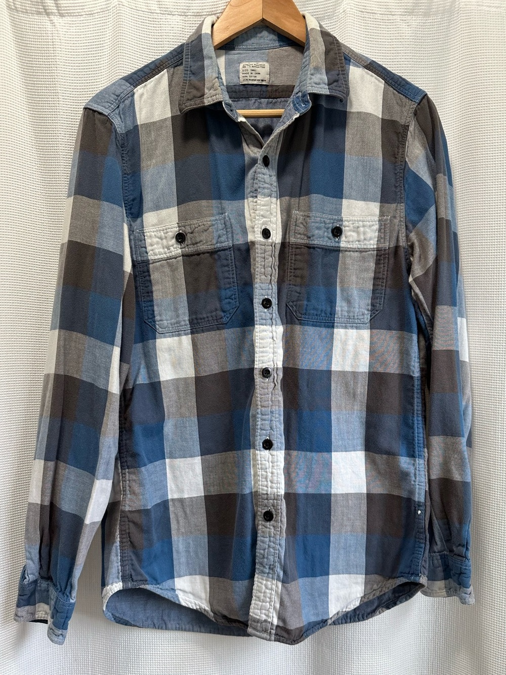J. Crew Blue Gray White Plaid Button-Down Shirt, S